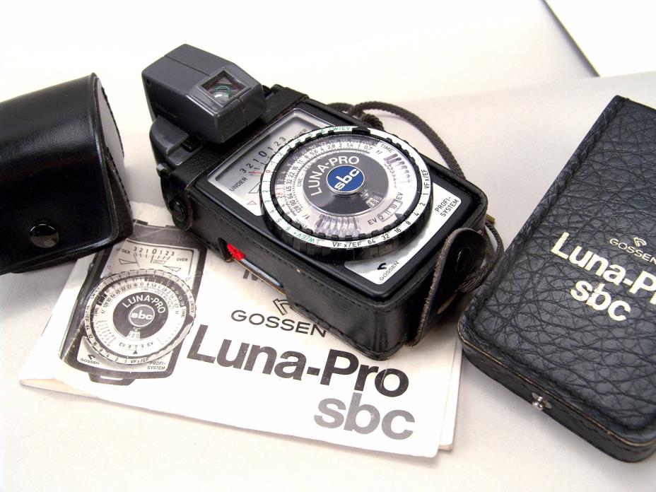 TESTED Gossen Luna-Pro SBC Light Meter, Spot Attachment, Case, Book, Battery