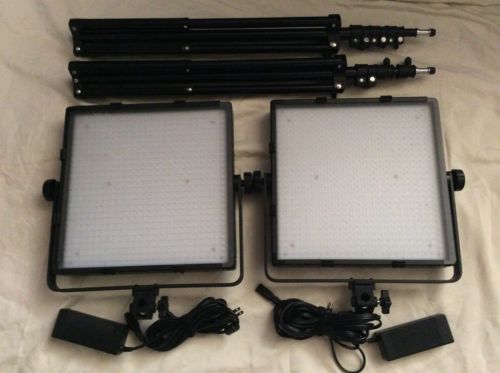 Two Fovitec StudioPro S-600D DC12-15V LED Film Photography Lights With Stands