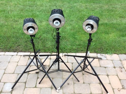 Set of 3 Smith Victor Trimax Tripod S9 Light Stands PG-3200 SPIRALITE AC STUDIO