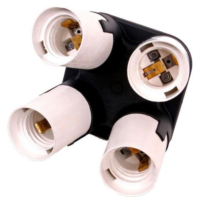 4 Way LED CFL Studio Socket Splitter Adapter Photo Light Lamp Bulb Base Holder