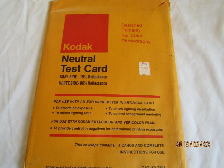 8x10  KODAK NEUTRAL TEST GRAY CARDS WITH INSTRUCTIONS, 3 sheets V