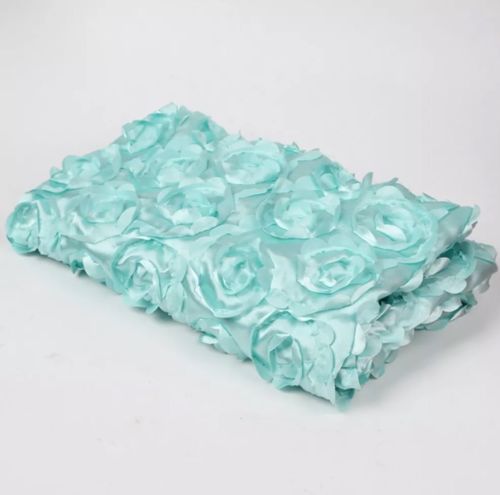 Beautiful 3D Aqua Rosette Baby NB Blanket Rug Photography Prop