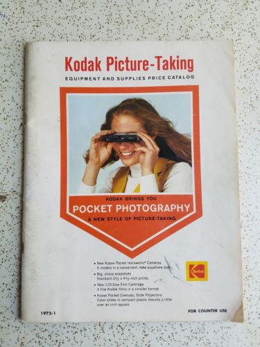 1972  Kodak Picture - Taking  Price Catalog  for POCKET PHOTOGRAPHY