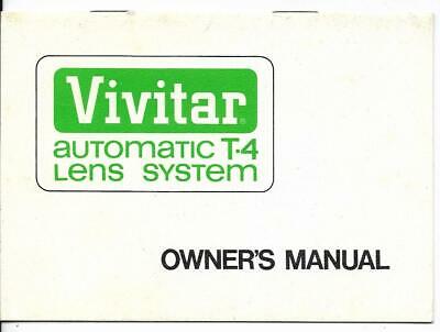 Vivitar Automatic T-4 Lens System Owner's Manual (1971)