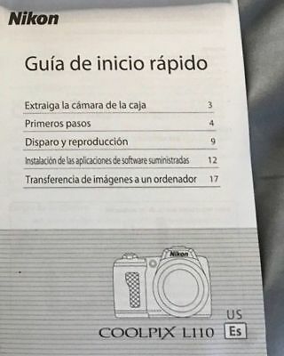 NIKON COOLPIX L110 DIGITAL CAMERA QUICK START GUIDE MANUAL -SPANISH TEXT ONLY