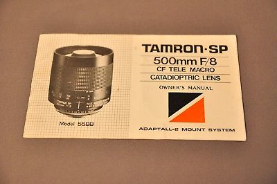 Tamron SP 500mm F/8 CF Tele Macro Catadioptric Lens Owner's Manual, c1985