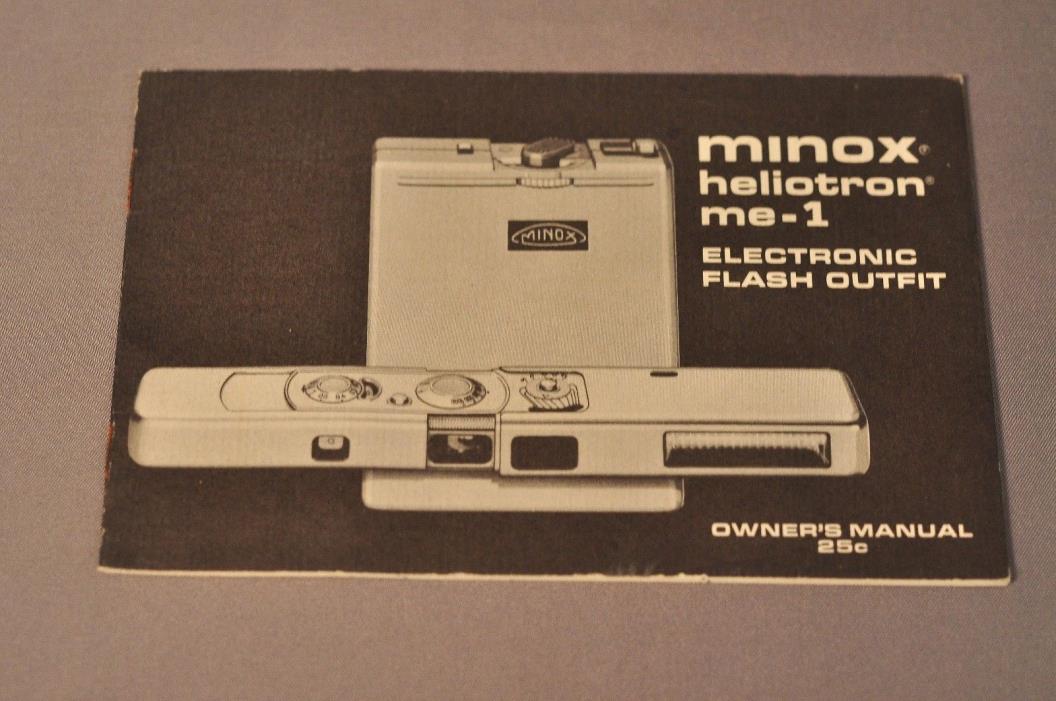 Minox Heliotron me-1 Electronic Flash Outfit Owner's Manual, Original! c1967