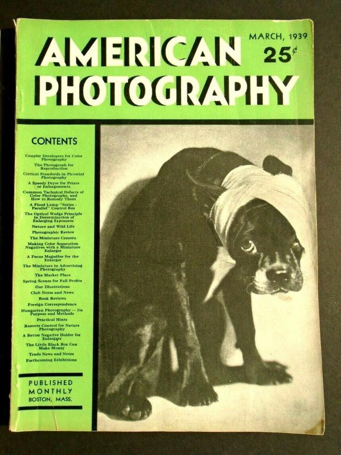 Vintage Magazine AMERICAN PHOTOGRAPHY March 1939 with 42 pgs CAMERA ADVERTISING