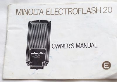 MINOLTA CAMERA ELECTROFLASH 20 FLASH UNIT OWNERS INSTRUCTION MANUAL