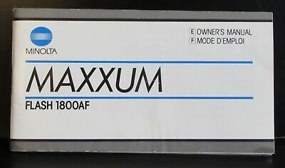 MINOLTA MAXXUM CAMERA 1800AF FLASH UNIT INSTRUCTION  MANUAL