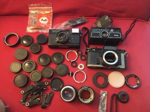 Misc. Camera And Accessories And Parts Lot Retro Film Chinon Kodak Konica