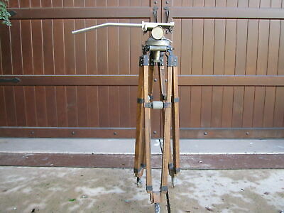 SCHNEIDER & MUNZKE DRESDEN WOOD TRIPOD + HEAD for HAND CRANKED 35MM MOVIE CAMERA