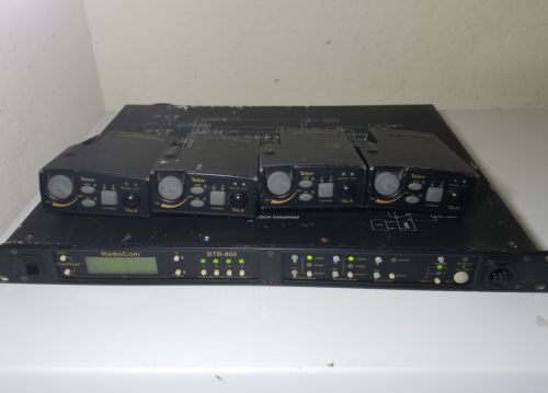 Telex RadioCom BTR-800 UHF Wireless  Base Station A2 w/ 4 TR-800 Beltpacks