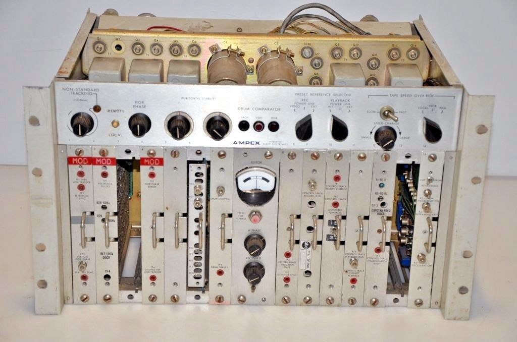 Ampex Intersync Servo Electronics Drum Comparator Chassis 12 Modules For parts r
