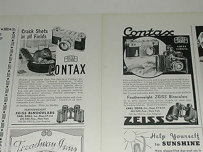 1938 Contax camera ads x2, Carl Zeiss Inc, Super Ikonta