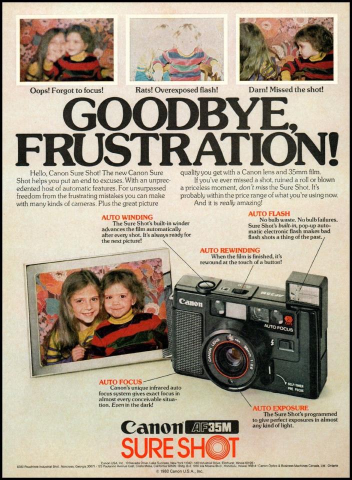 1980 Canon AF35M Sure shot camera kids photography vintage photo Print Ad ads29