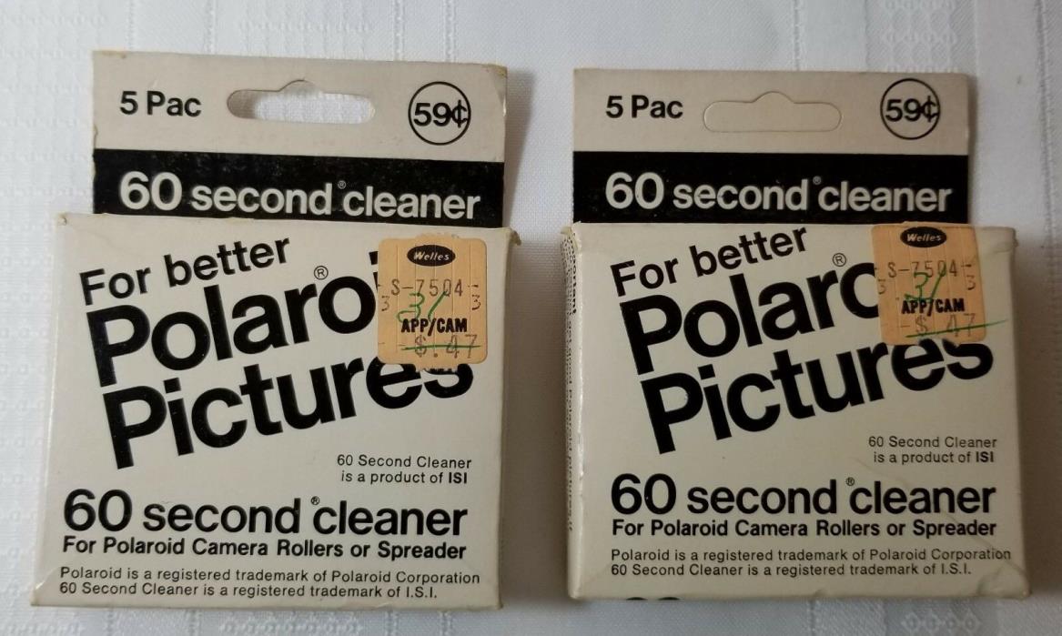 60 Second Cleaner Wipes For Vintage Polaroid Camera Rollers Spreaders Lot of 10