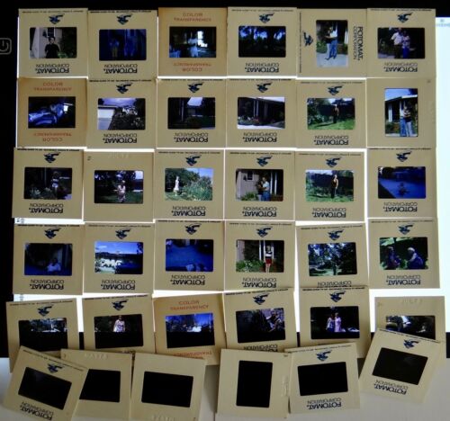 36) 1973 35mm Amatuer Slides Fotomat Corp People Houses Yards Gardens Flowers