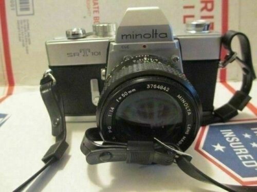 g102)  Minolta MC Rokkor-X PG 1:1.4 f=50mm Lens Japan On Minolta SRT 101 Camera