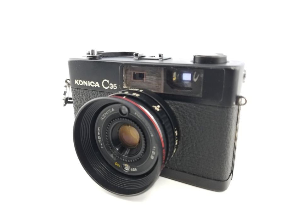 Konica C35 Black Rangefinder Film Camera 38mm F2.8 Japan Vintage 35mm