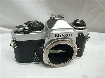 Vintage Nikon Model FE 35mm SLR Film Camera Silver/Chrome Body
