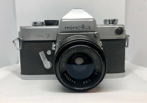 Minolta SR-7 35mm Camera With Soligor Wide 1:3:5 f=35mm Lens Working