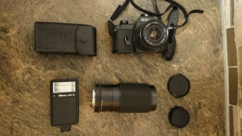 Nikon EM M90 35mm SLR Film Camera, Tokina EL 28mm 1:2.8, Nikon Speedlight SB-E a
