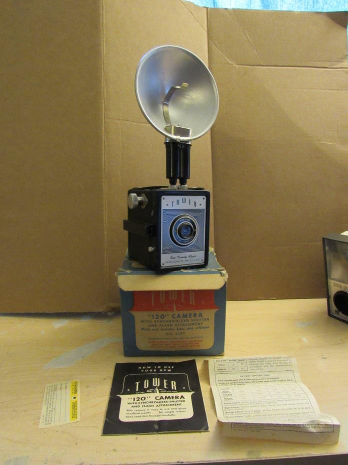 Vintage TOWER One Twenty Box Camera by Sears Roebuck,120 film with BOX