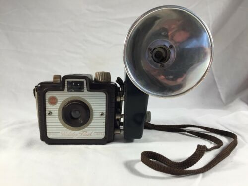 Vintage Kodak Brownie Holiday Flash Film Camera + Kadalite Midget Flash Holder