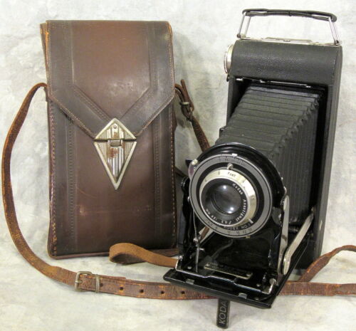 Vintage KODAK KODEX NO. 1 ANASTIGMAT F-6.3, 128mm  folding Camera w/leather case