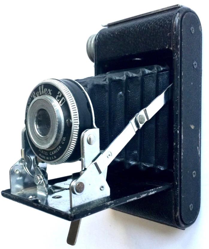 VINTAGE 1950 ROLLEX 20 FIXED FOCUS FOLDING CAMERA ~ UNITED STATES CAMERA CO.