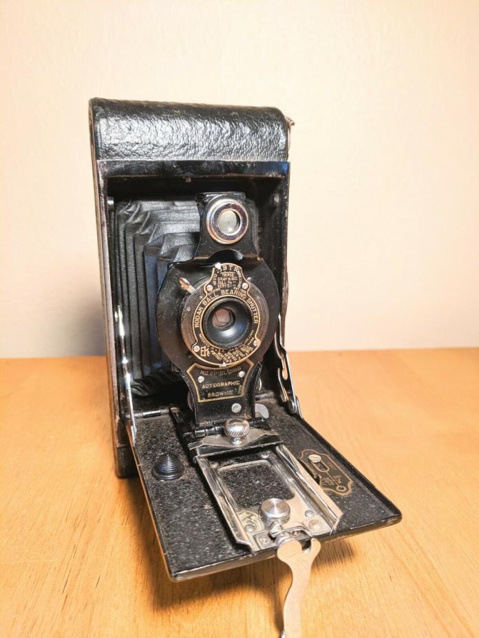 Early Kodak Folding No 2 Autographic Brownie Camera