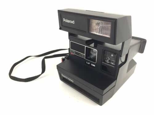 Polaroid Spirit 600 Plus Flash Instant Camera Vintage w Strap Black Rare Model