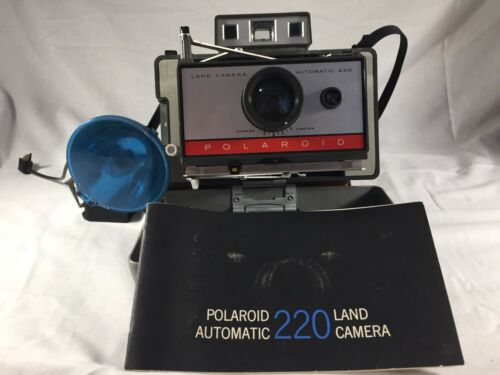 Vintage Polaroid 220 Film Camera + Polaroid Flash Model 268 + Manual
