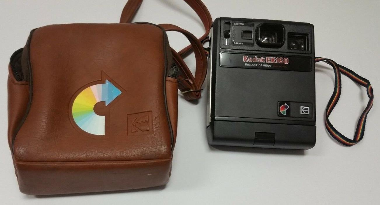 Kodak EK160 Instant Camera W/ORIGINAL LEATHER CARRY BAG/INSTRUCTIONS VINTAGE