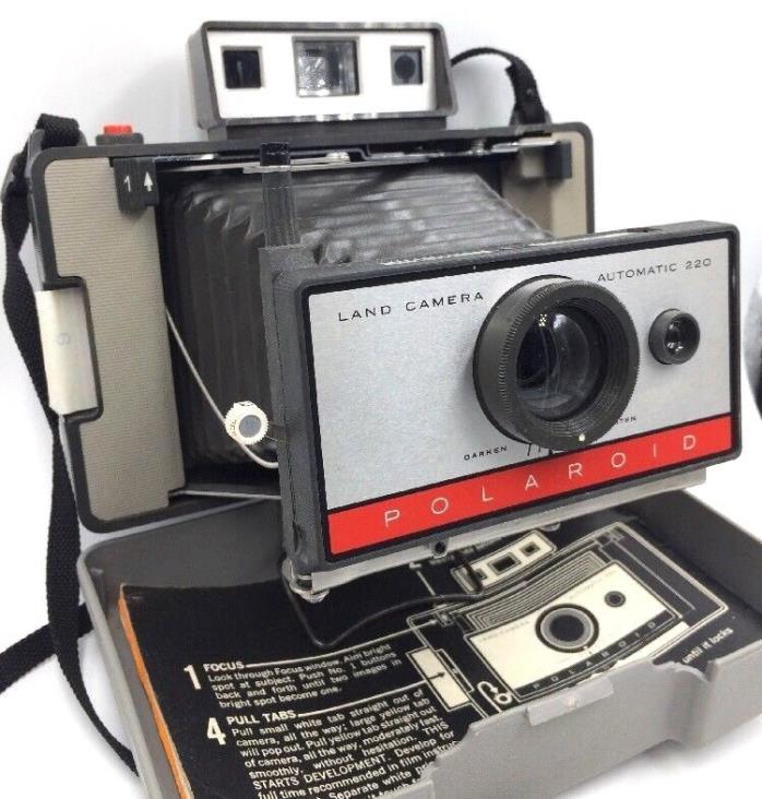 Vintage Polaroid 220 Automatic Camera with Self timer, Case, Flash, Bulbs & more
