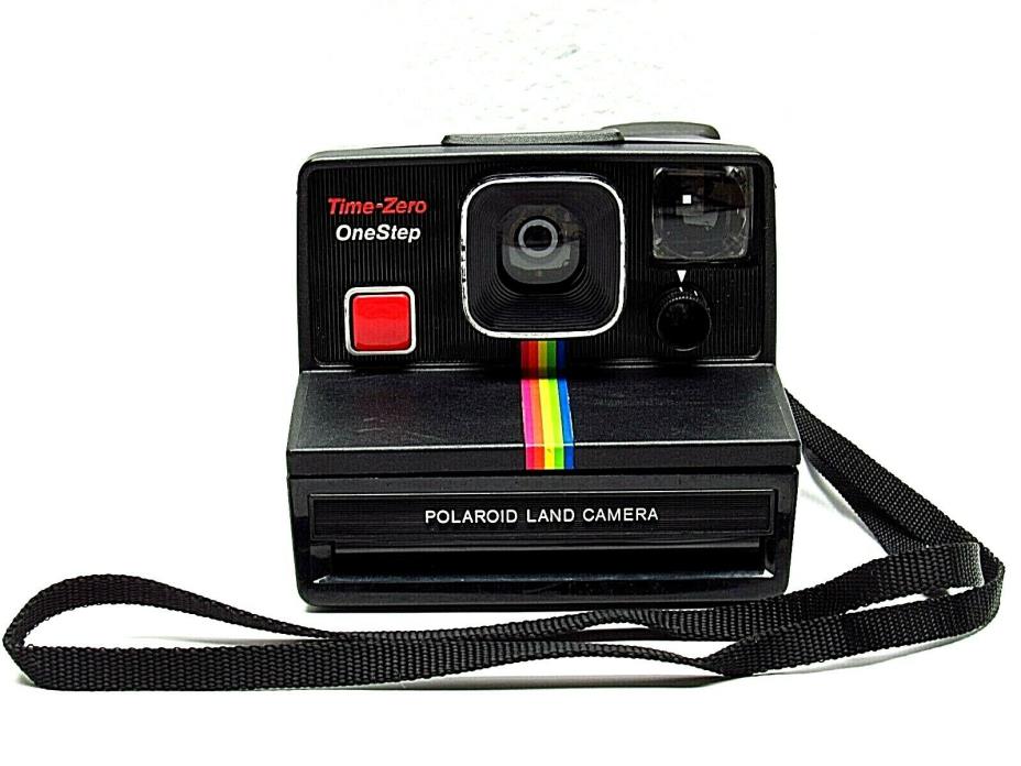 Vintage Polaroid Time Zero One Step Camera Land Camera Flash Black Rainbow SX-70