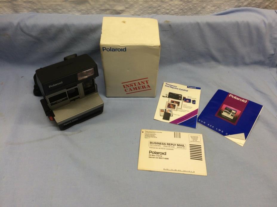 Vtg Polaroid Spirit 600 Camera Flash with Original Box & Instructions Sun LMS