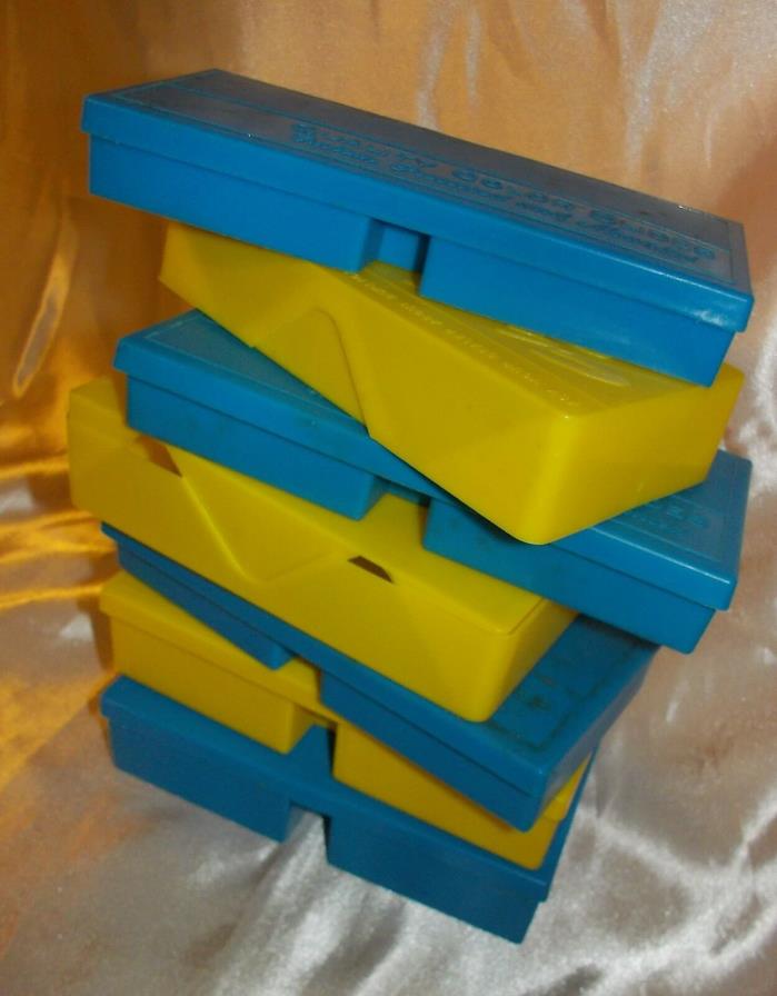 7 slide transparency photo box case container LOT plastic yellow blue vintage