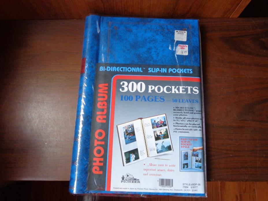 Pioneer 300 Photo Album #BDP-35 memo area blue cover w/gold trim new/unused