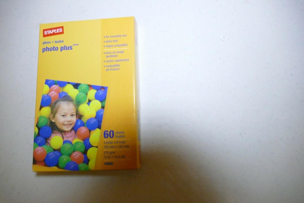 NEW Staples Photo Plus Paper Gloss Ink Jet Compatible 4