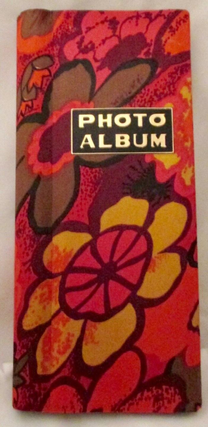 New Vintage 1970s Mod Hippie Flower Power Fabric Photo Album Red 18 Pages