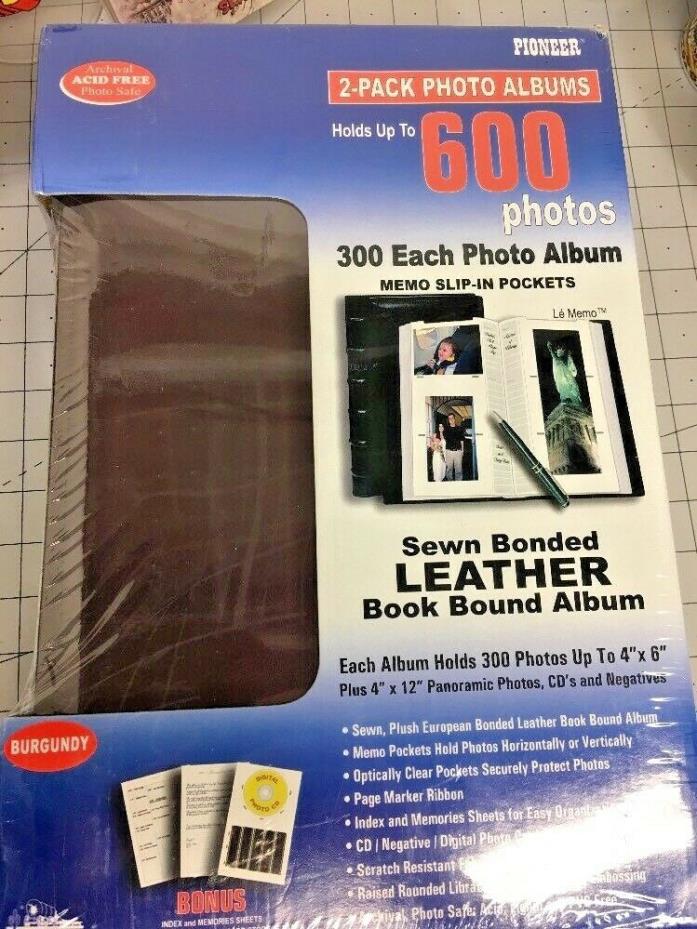 2 Pack Photo Pioneer Albums Sewn Bonded Leather Up to 600 4X6 Photos (864007)