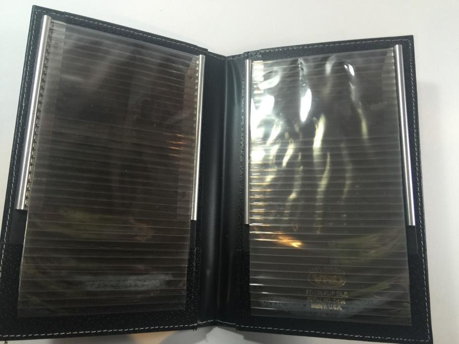 NOS Joshua Meier Flip File Photo Album Black Pigrain Leather Binder FF-135 USA