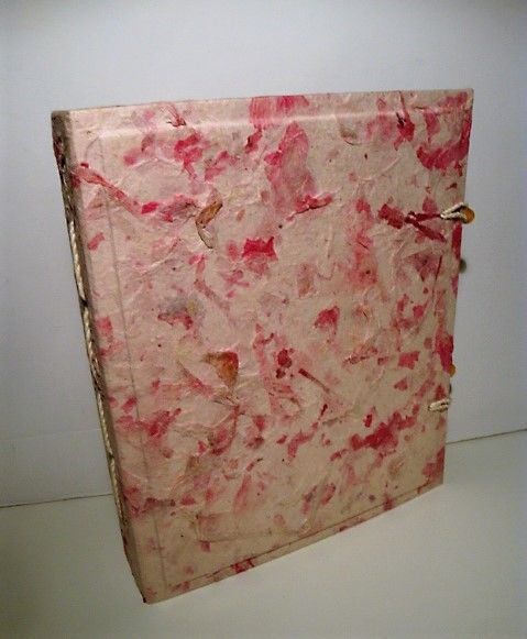 HANDMADE MULBERRY PAPER & ONION SKIN PHOTO PICTURE ALBUM-UNIQUE GIFT-RED