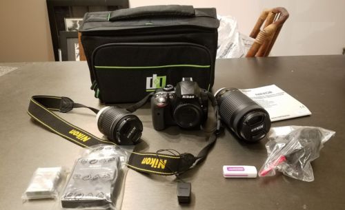 Nikon D3300 DSLR 24.2 MP Camera With 2 Lenses BUNDLE Nikkor 70-300mm +18-55mm