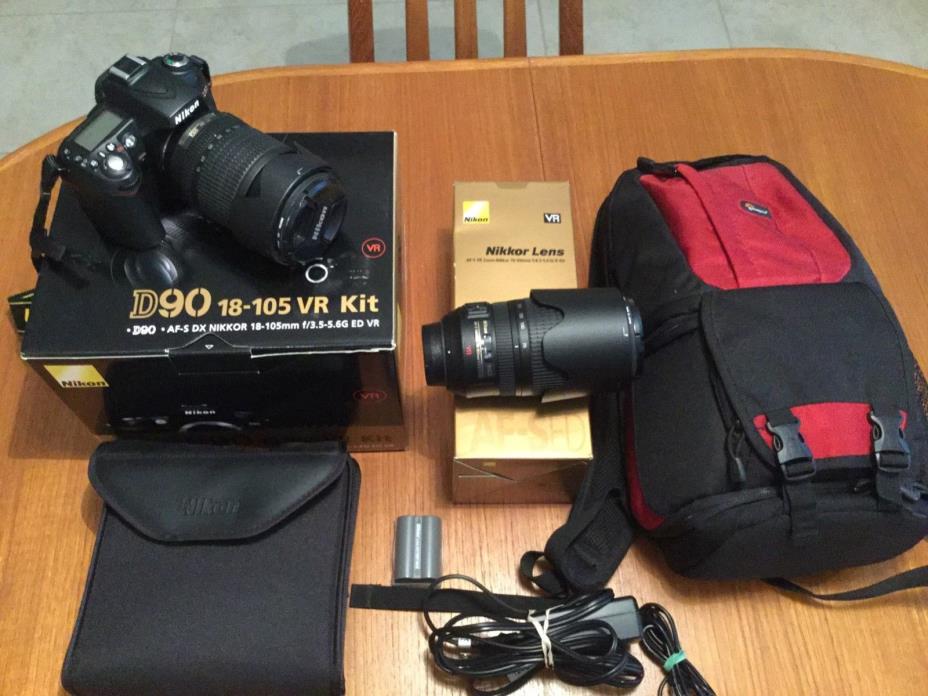 Nikon D90 12.3 MP Digital SLR Camera(Kit w/ ED VR 18-105mm) 70-300mm LENS TOO!!