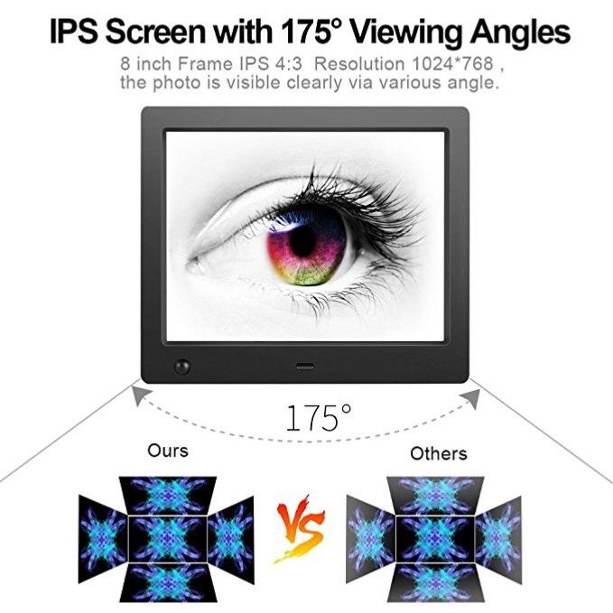 Digital Picture Frame 8 Inch Electronic Photo With Motion Sensor And High IPS