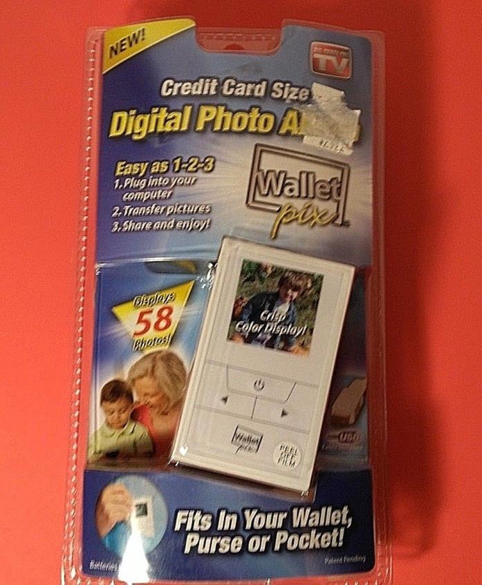 Wallet Pix Digital Photo Album, White, As Seen On TV W/ USB Cable New Free Ship