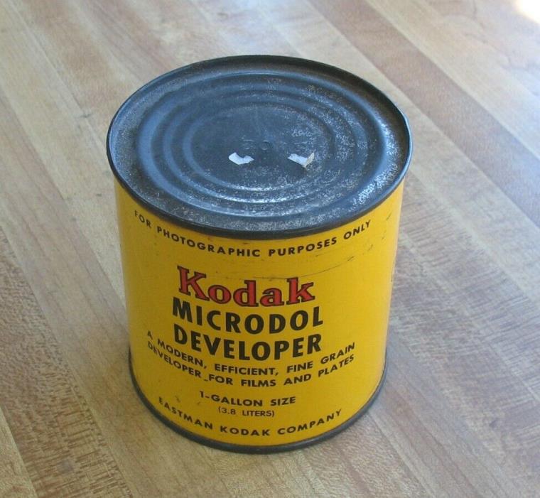 Vintage Advertising Kodak Microdo Developer To Make 1Gal Tin Can